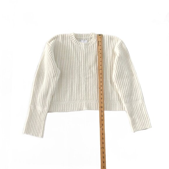Asos Design Sweater Womens S Off-White Supersoft Knit Ribbed Cropped Crewneck - Picture 3 of 5